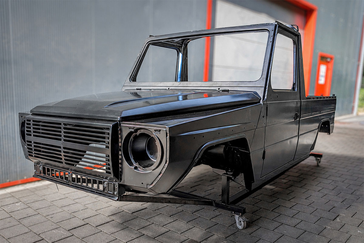 Mercedes G-Modell beziehungsweise Puch G mit professioneller KTL-Beschichtung bei Carblast