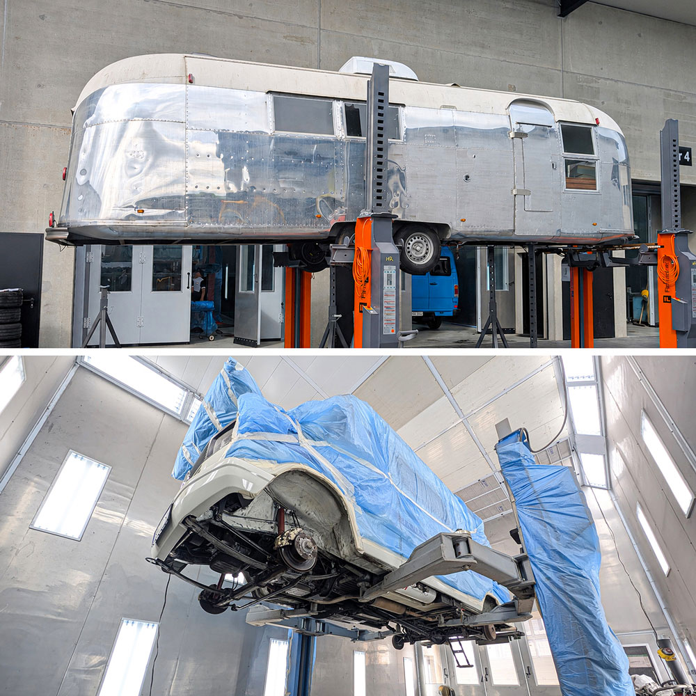 Wohnmobil bei professioneller Trockeneisreinigung, Rostschutzbehandlung und Konservierung bei Carblast